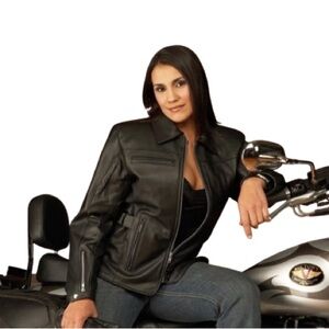 ✨Bristol Leather Ladies Black Touring Motorcycle Biker Jacket Size 16